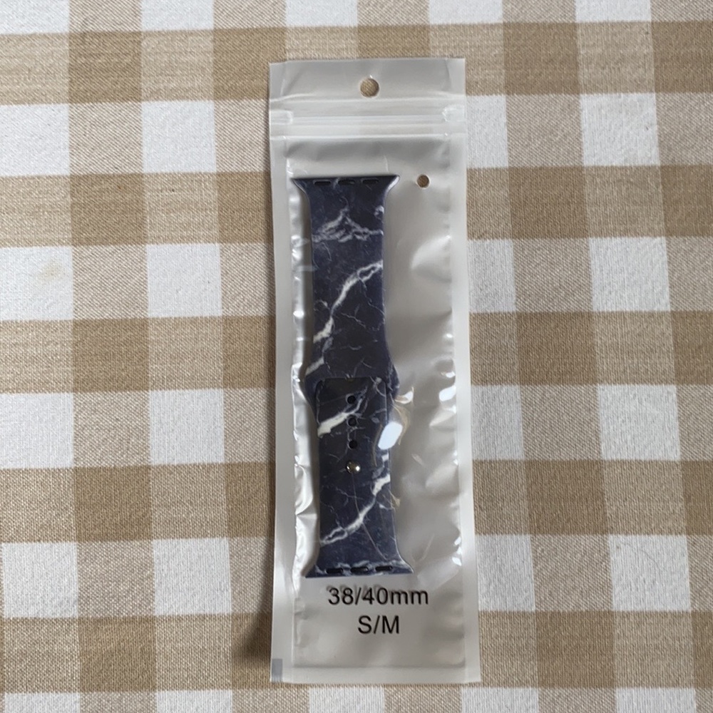Black Marble S/M Boho Silicone Watch Band NEW - Picture 2 of 3